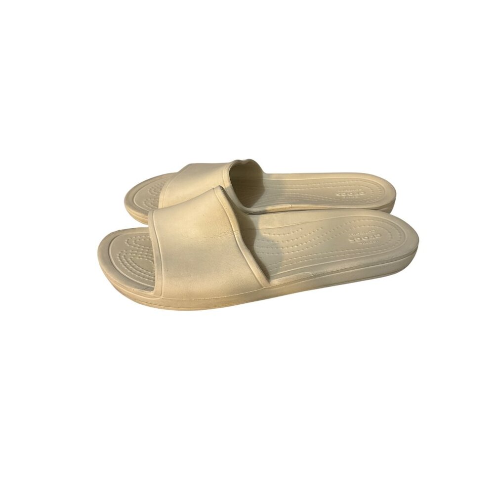 Crocs Womens Beige Slide Sandals‎ W10 Lightweight & Durable Rubber